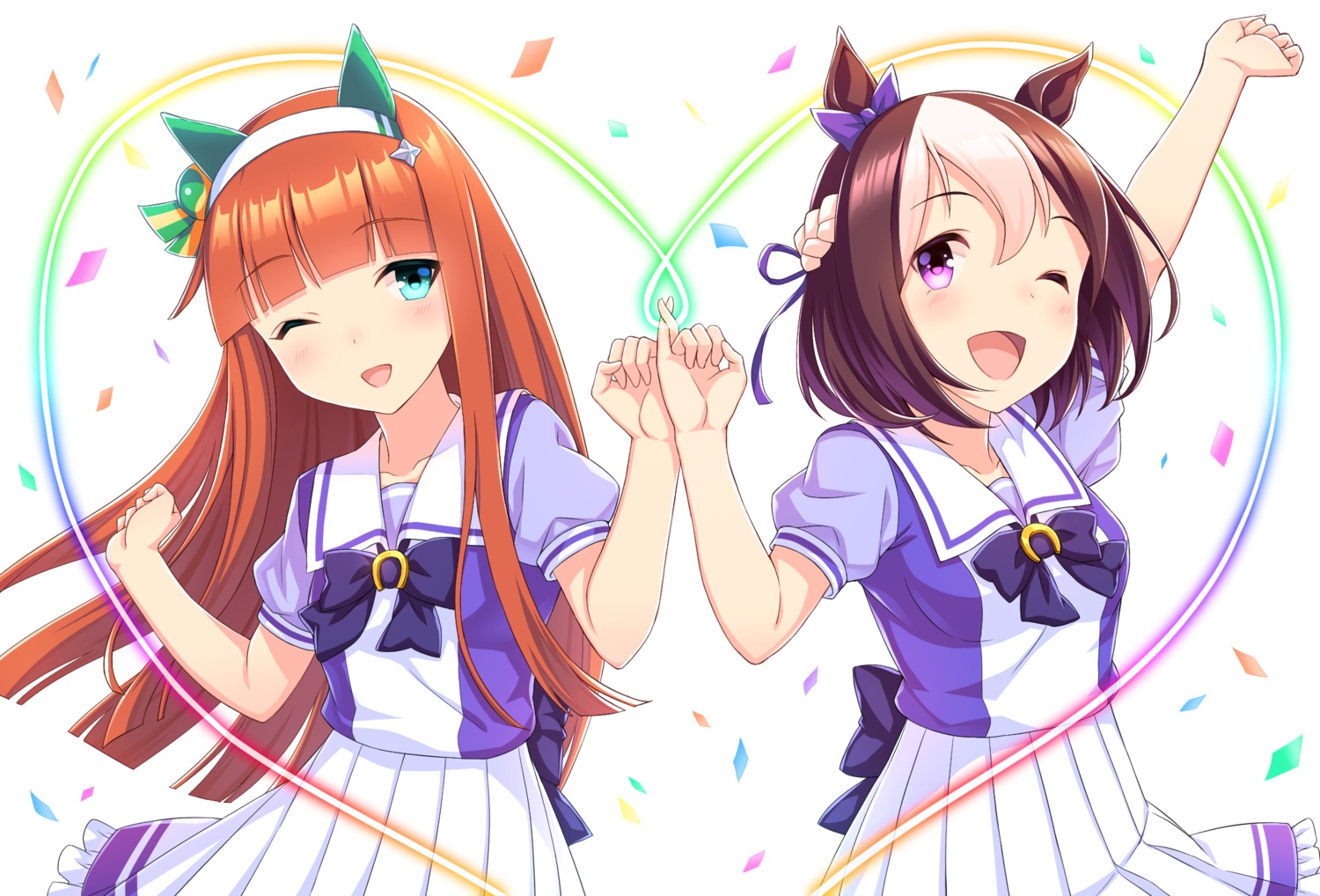 animal_ears seifuku silence_suzuka_(umamusume) special_week_(umamusume) tomo_(tmtm_mf_mf) uma_musume_pretty_derby