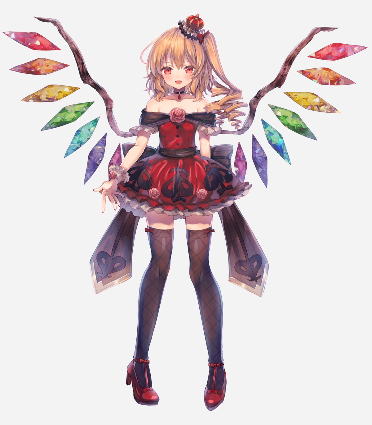 abandon_ranka dress flandre_scarlet heels thighhighs touhou wings