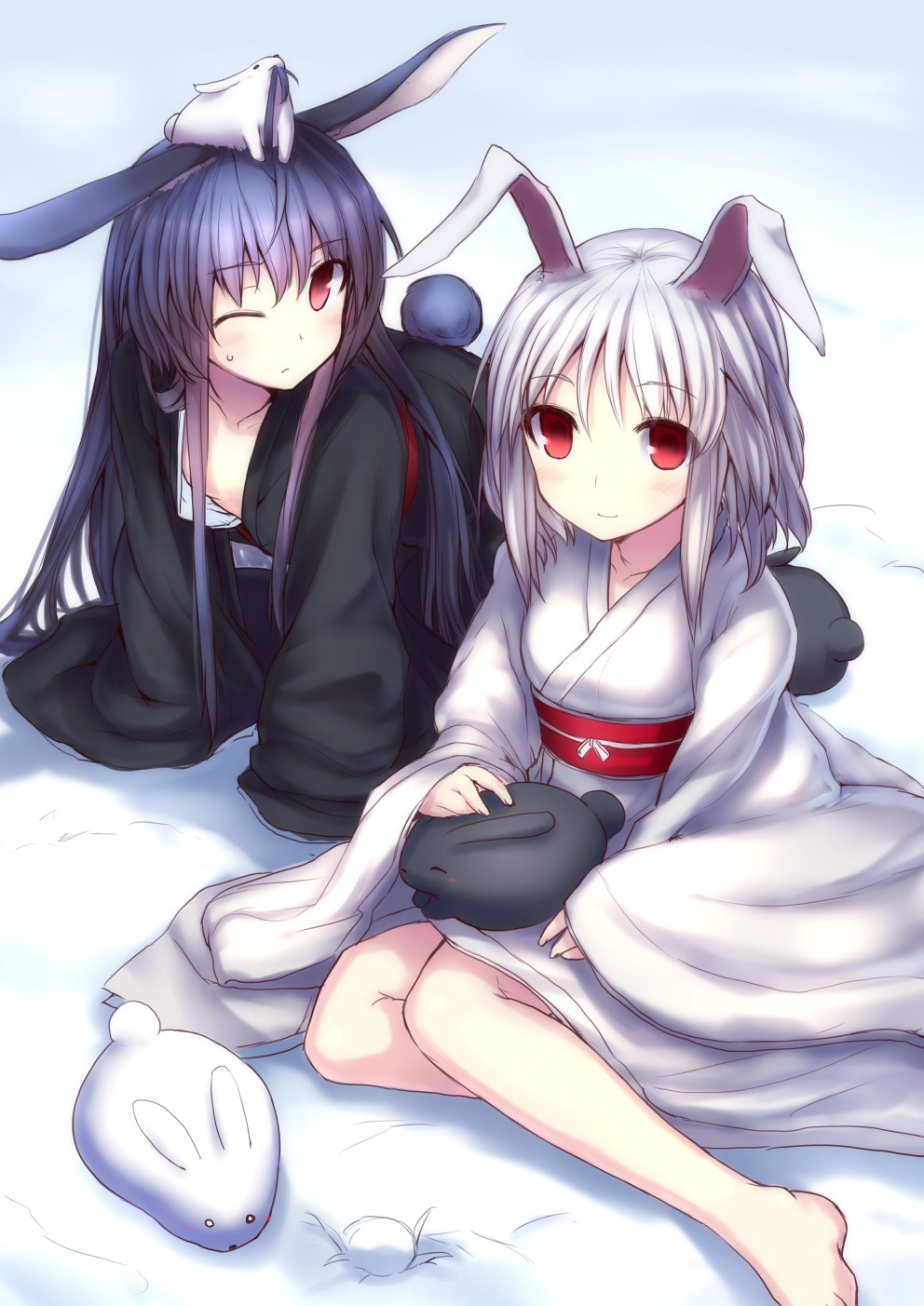 animal_ears bunny_ears cleavage hiraga_matsuri loli yukata