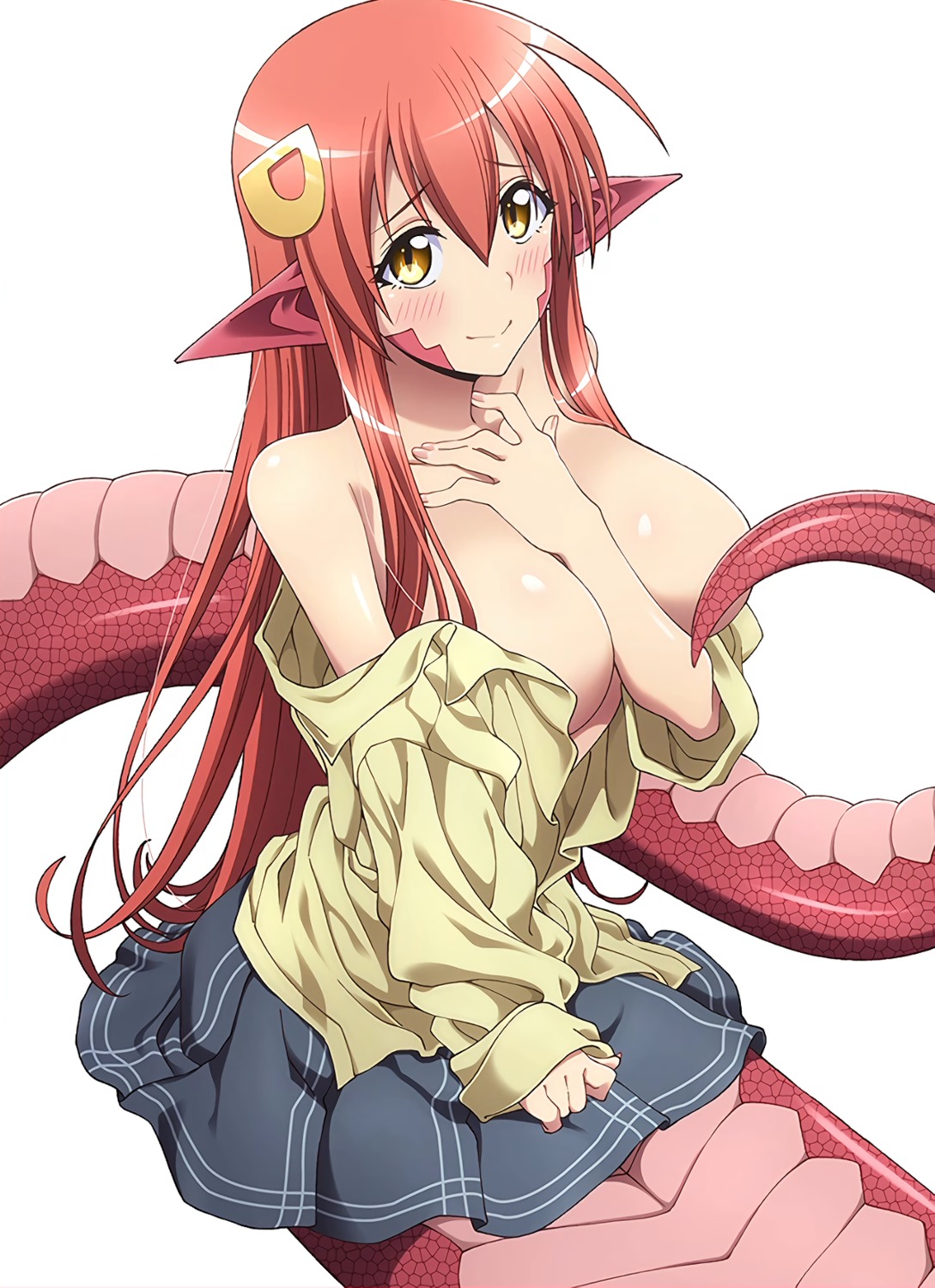 breasts miia_(monster_musume) monster_girl monster_musume_no_iru_nichijou no_bra open_shirt pointy_ears tagme tail