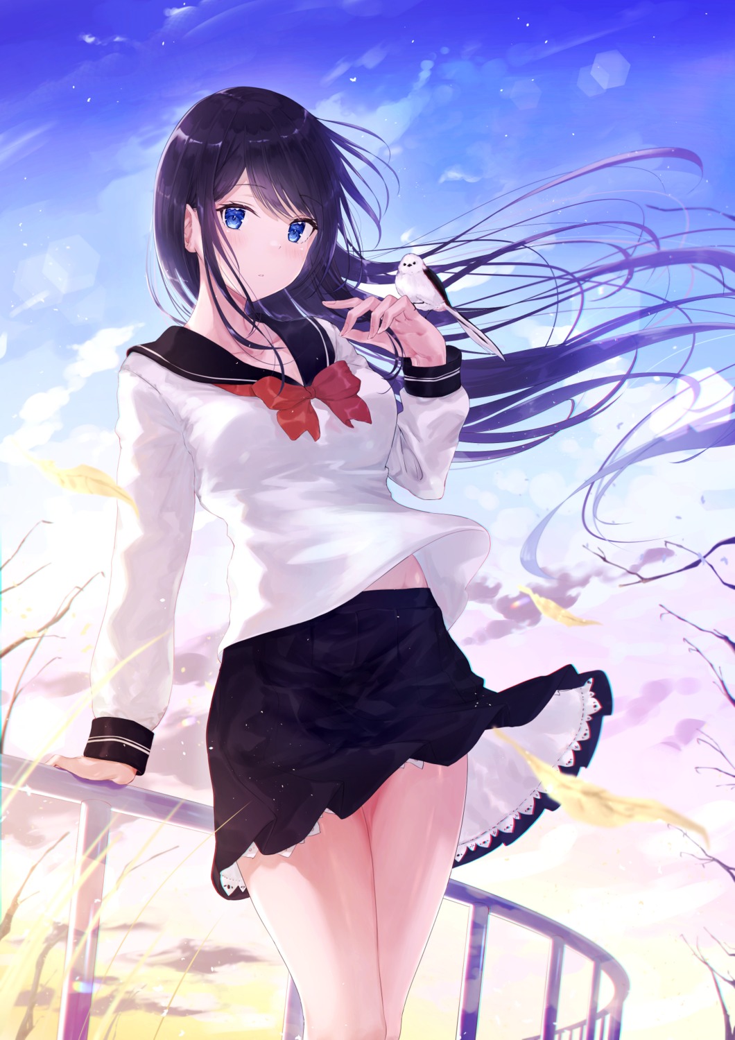 meen_(ouaughikepdvrsf) seifuku shirt_lift skirt_lift