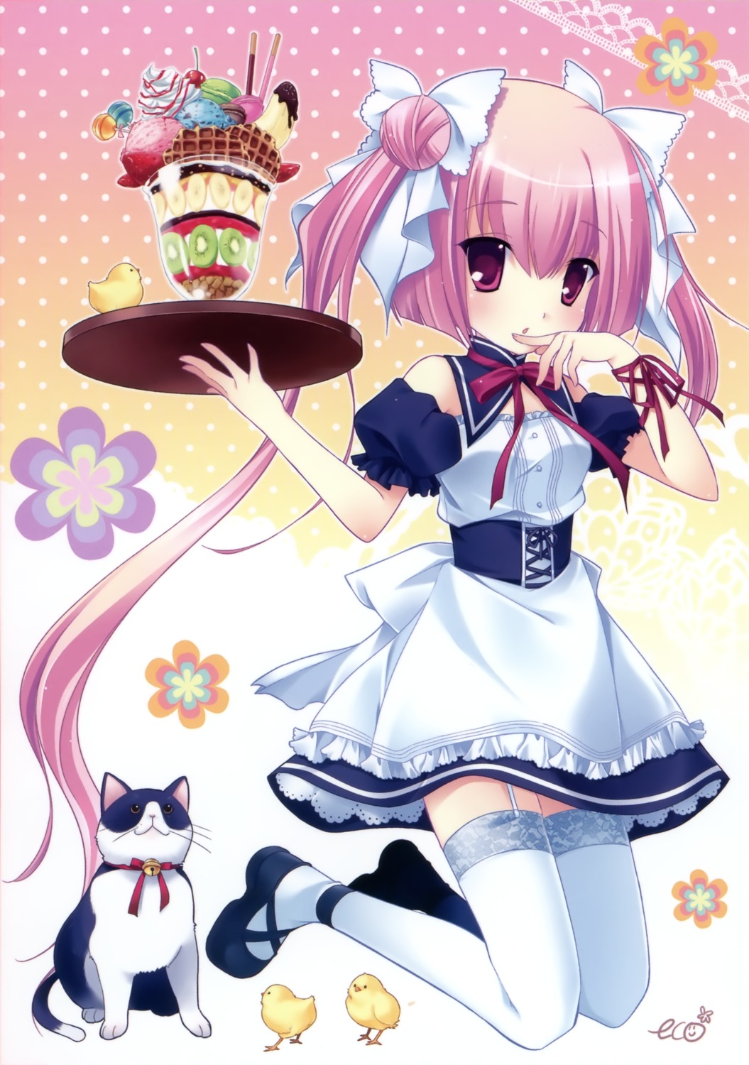 asamiya_kana eco neko princess_party stockings thighhighs waitress