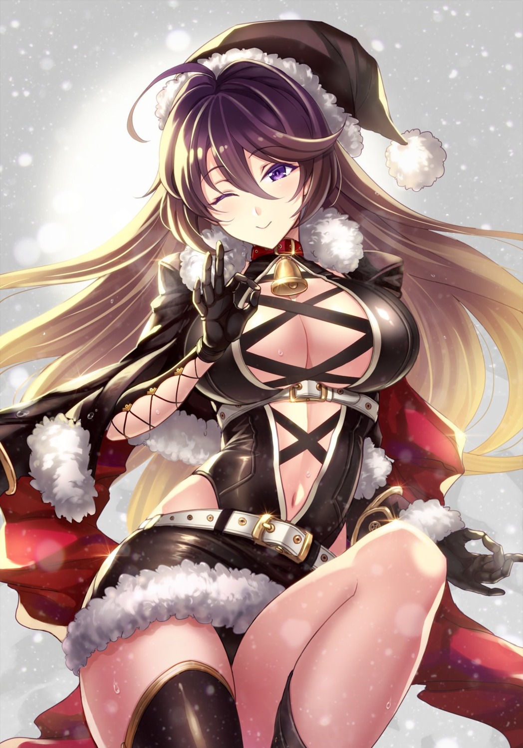 christmas cleavage hijiri_byakuren pantsu thighhighs tooya_(the-moon) touhou