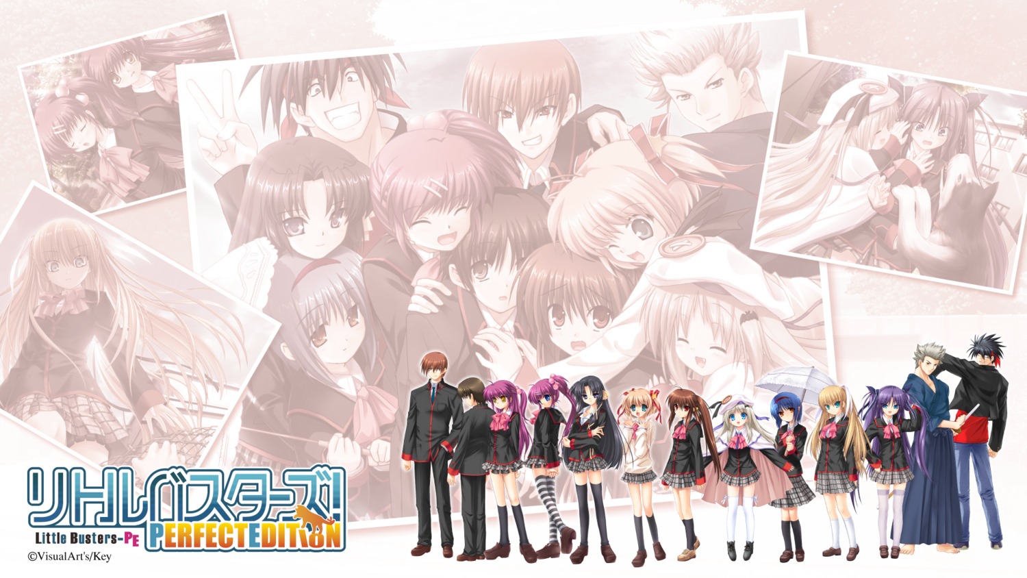 futaki_kanata hinoue_itaru inohara_masato kamikita_komari key little_busters! miyazawa_kengo na-ga naoe_riki natsume_kyosuke natsume_rin nishizono_mio noumi_kudryavka saigusa_haruka sasasegawa_sasami seifuku thighhighs tokido_saya wallpaper