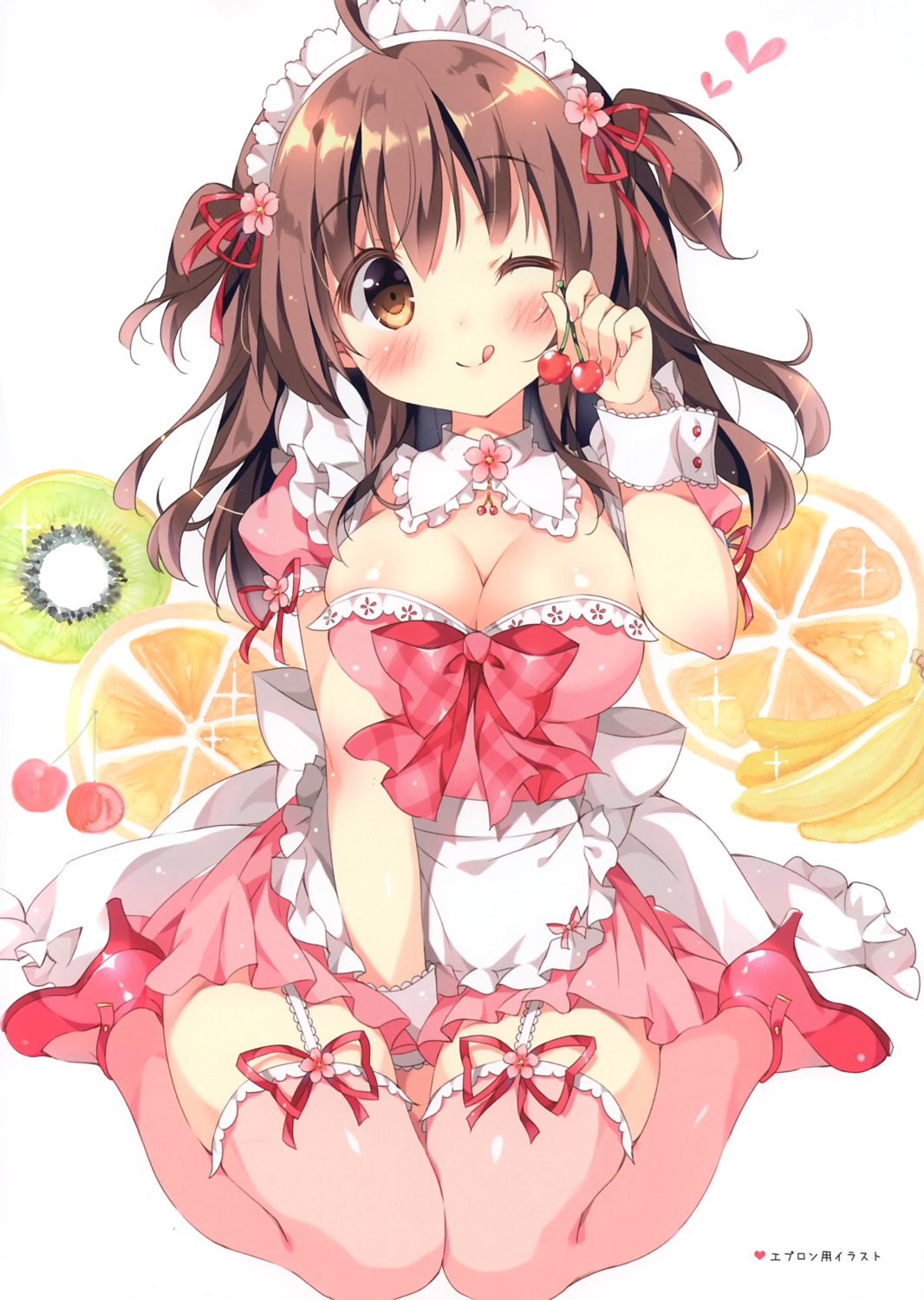 breast_hold cleavage heels maid pan pan_no_mimi stockings thighhighs