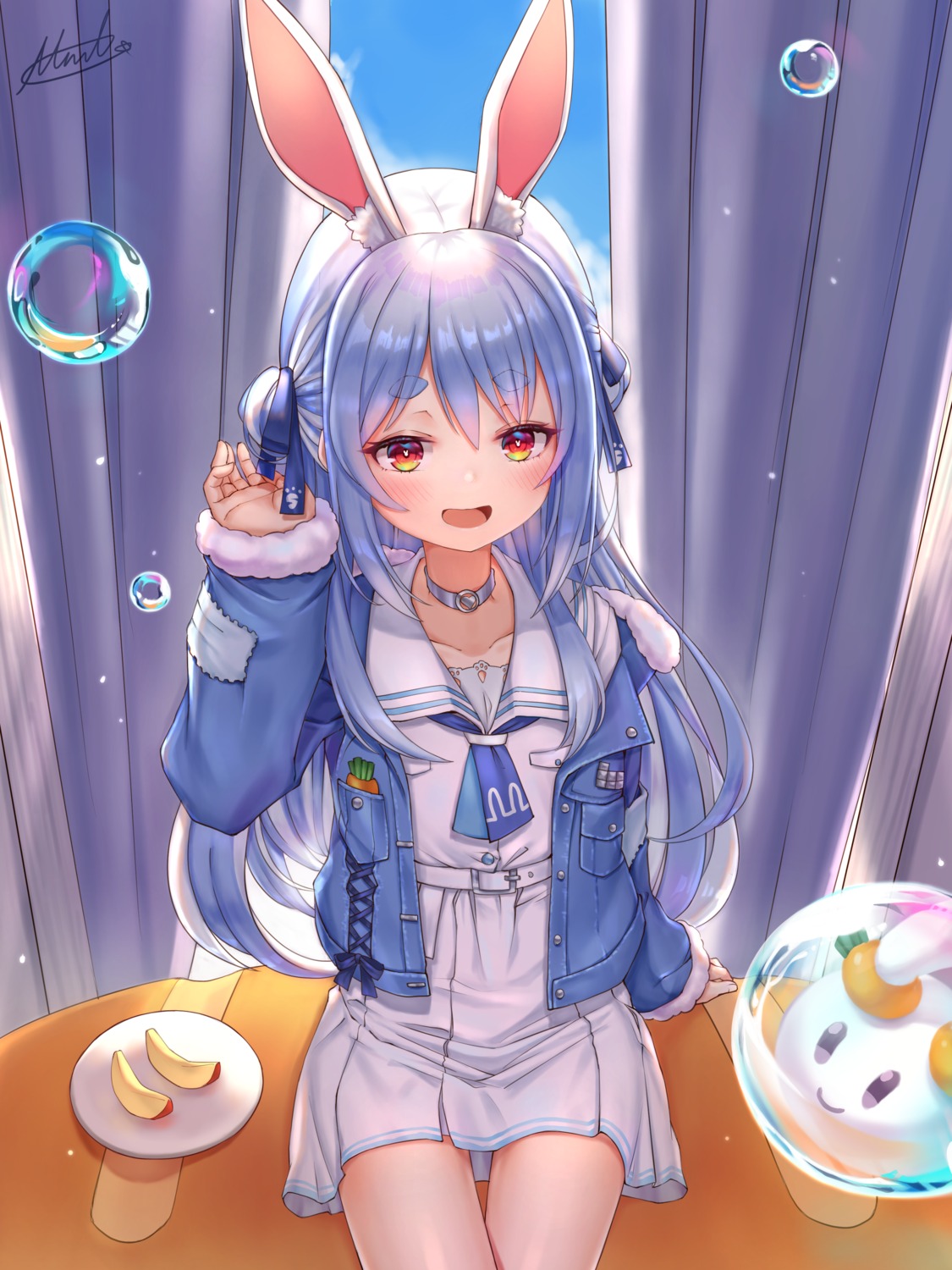 animal_ears bunny_ears bunny_girl hololive miko_no_kamiko seifuku usada_pekora