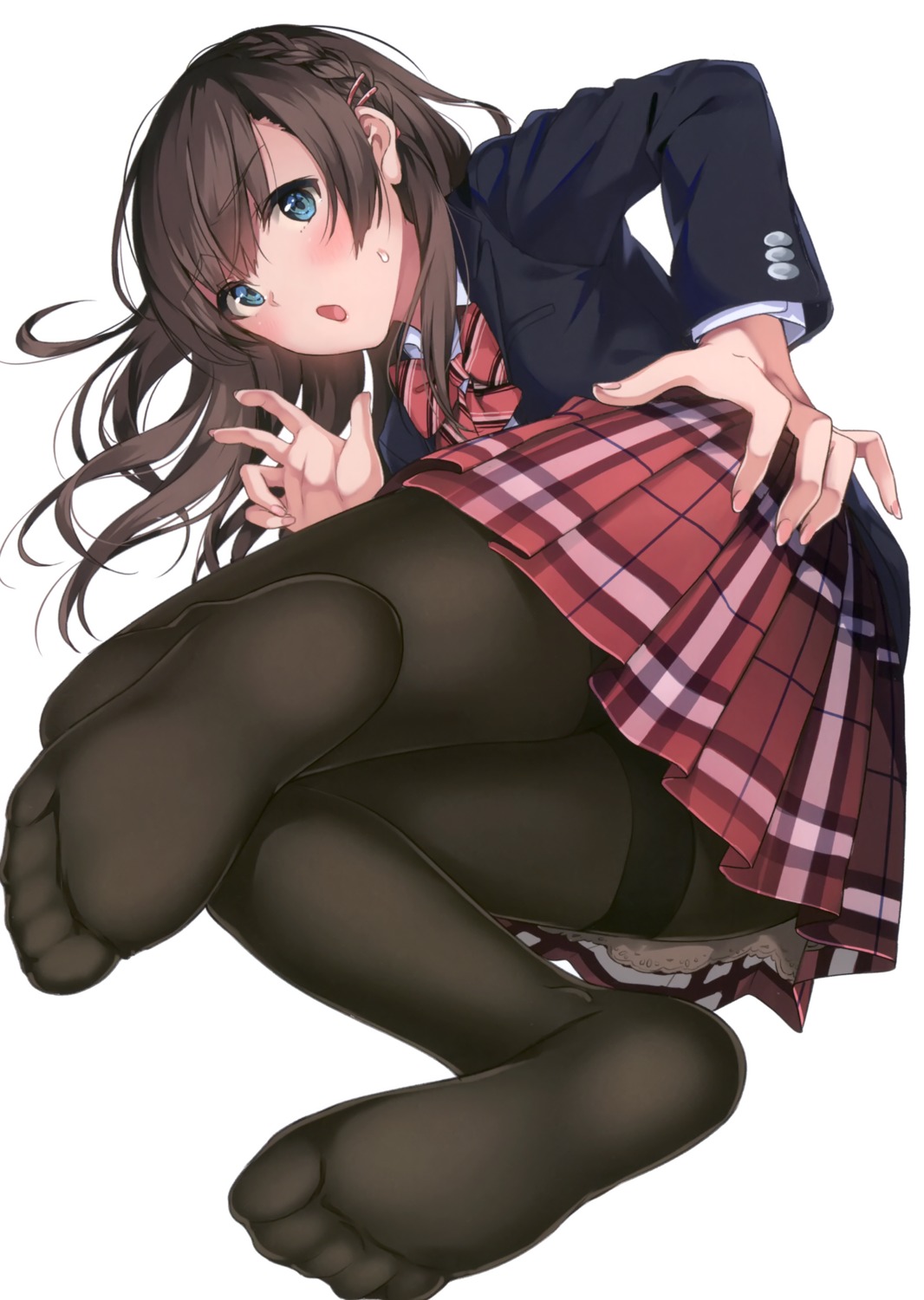 feet pantyhose seifuku skirt_lift unasaka