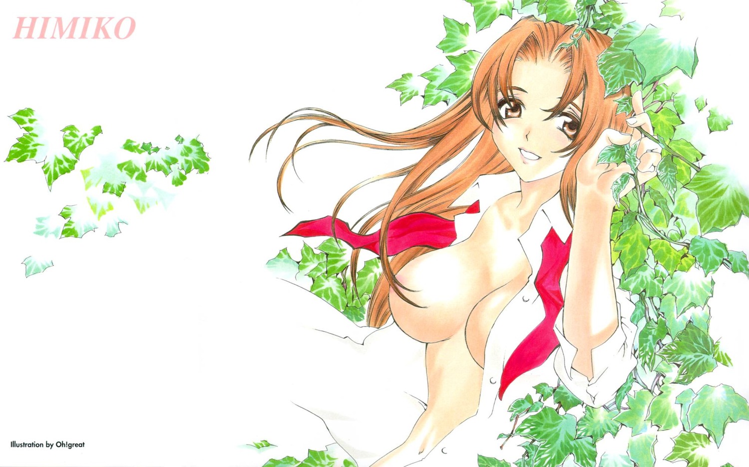 areola breasts himejima_himiko himiko-den no_bra oh!_great open_shirt seifuku