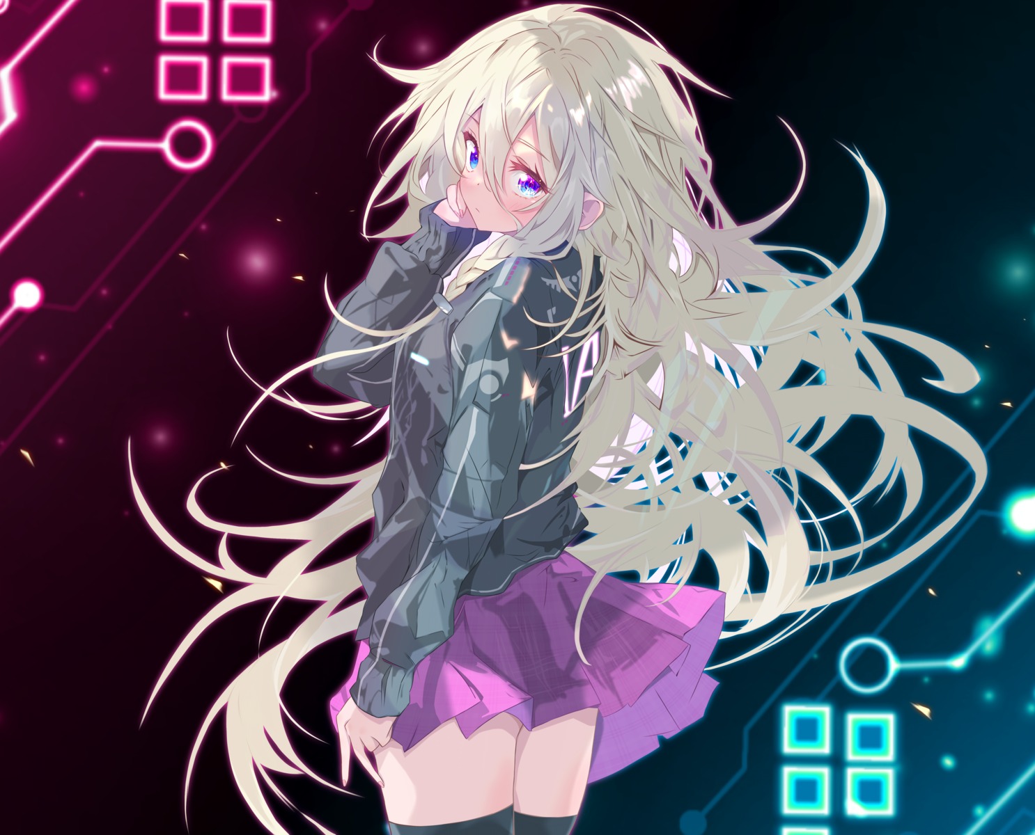 ia_(vocaloid) kurozumip skirt_lift thighhighs vocaloid