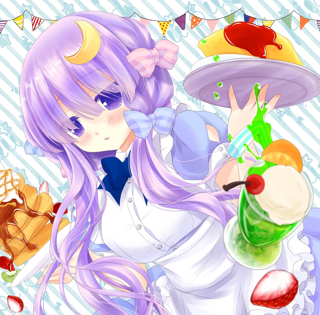 hakutou patchouli_knowledge touhou waitress