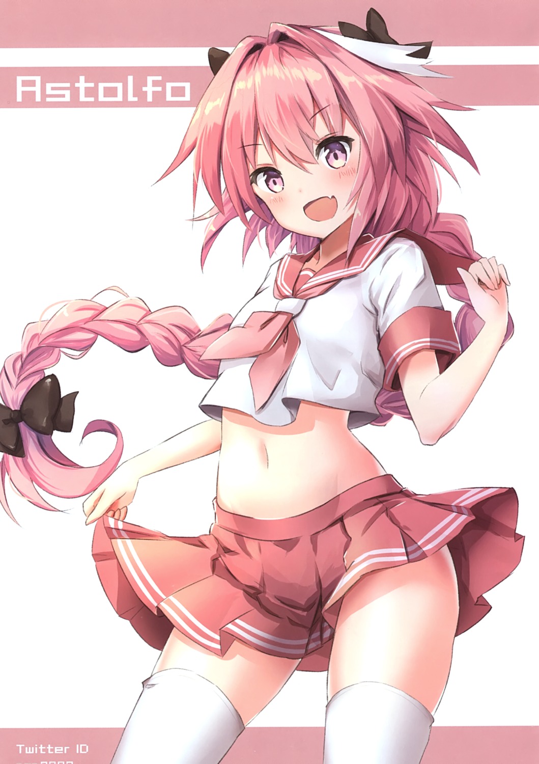 astolfo_(fate) eterna fate/apocrypha fate/grand_order fate/stay_night riichu seifuku skirt_lift thighhighs trap