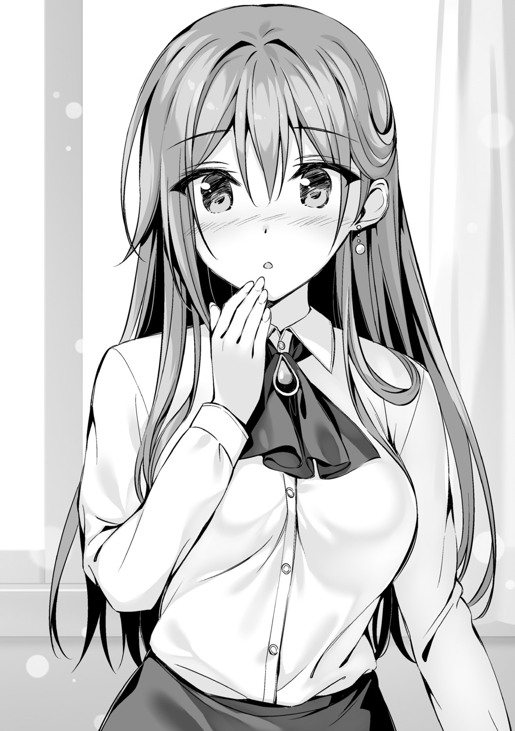 boku_no_kanojo_sensei dress_shirt fujiki_maka monochrome oryou