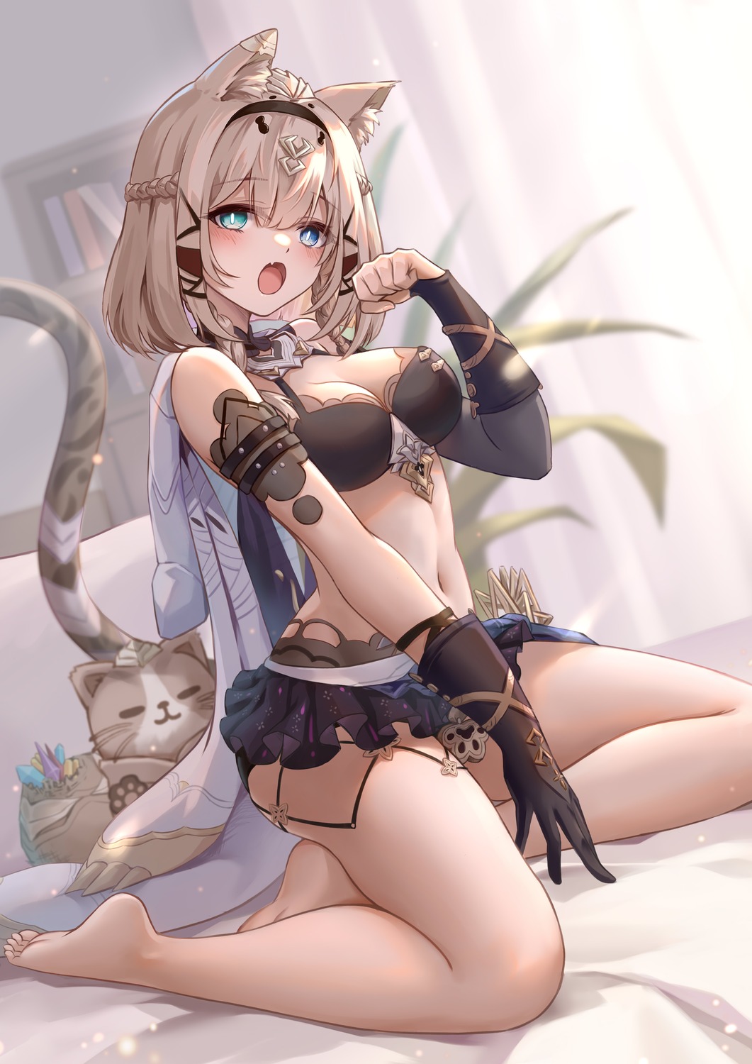 animal_ears benghuai_xueyuan bra cleavage heterochromia honkai_impact neko nekomimi pardofelis tail yelan_xing_xuan