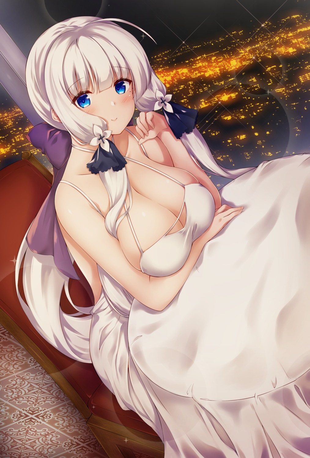 azur_lane breast_hold dress illustrious_(azur_lane) mamizu no_bra