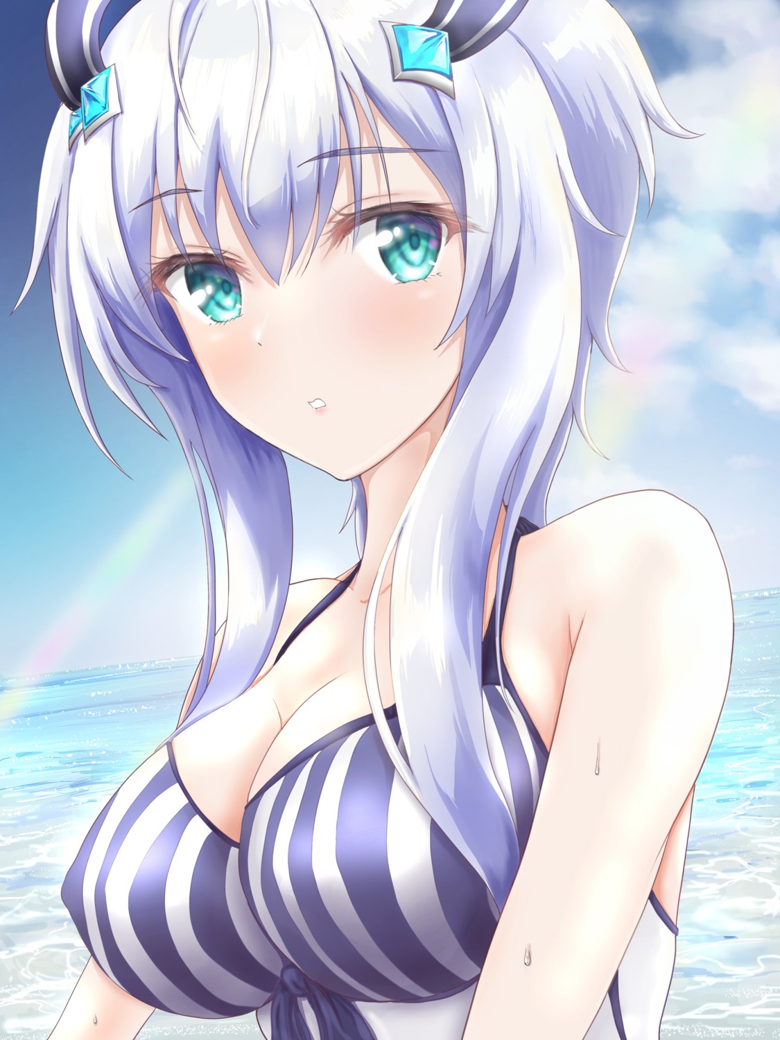 aw cleavage erect_nipples maou_gakuin_no_futekigousha misha_necron swimsuits