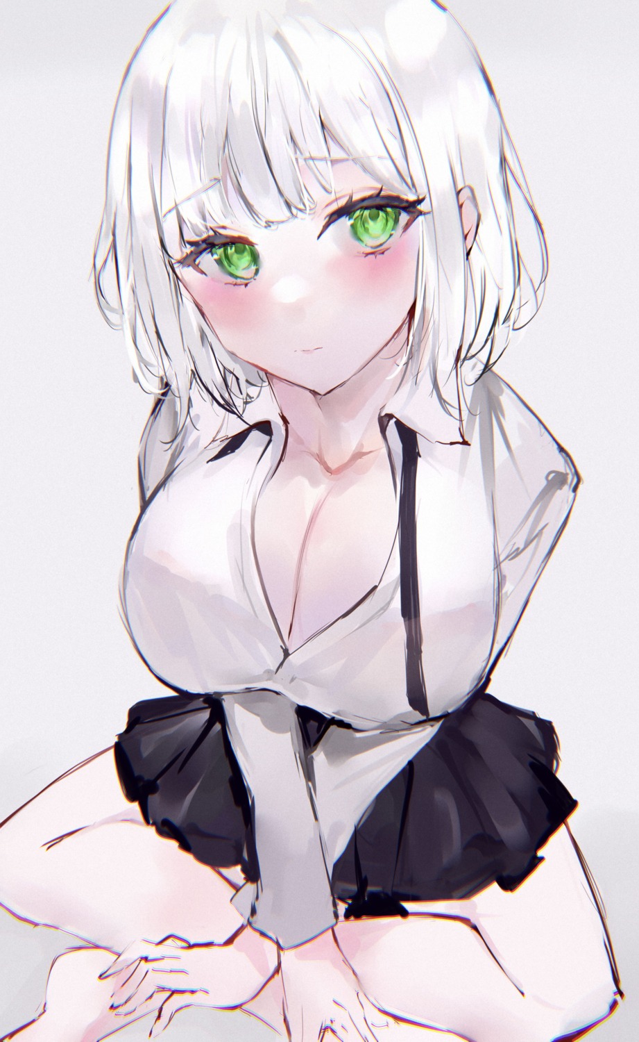 cleavage mile_(off8mile) open_shirt seifuku sketch