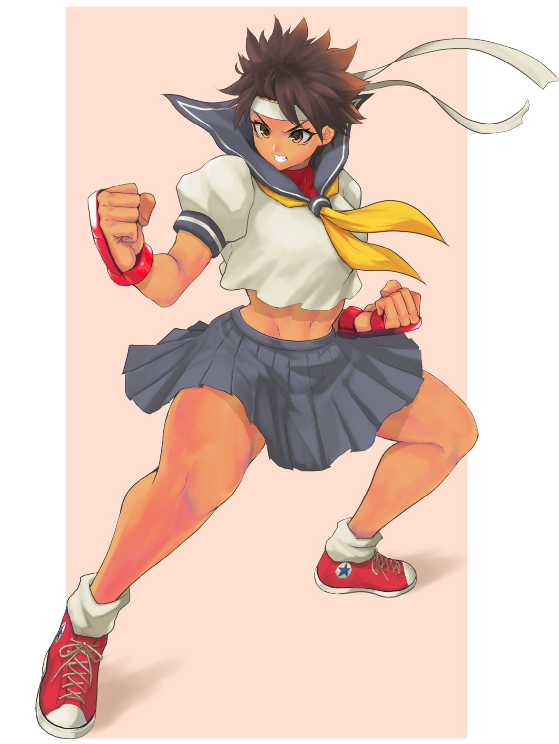 anagumasan kasugano_sakura seifuku skirt_lift street_fighter