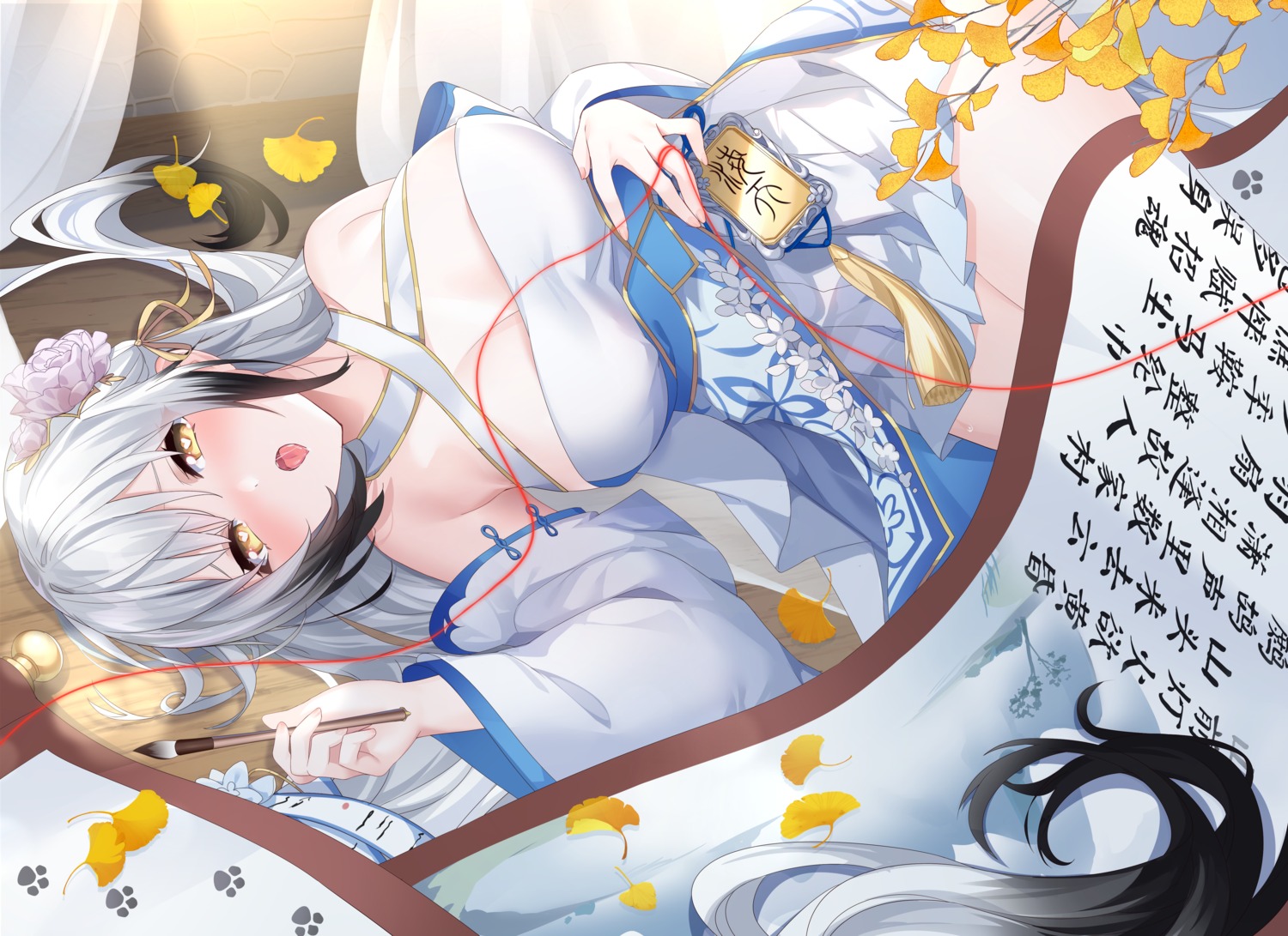 asian_clothes azur_lane hai_tien_(azur_lane) lingshalan no_bra