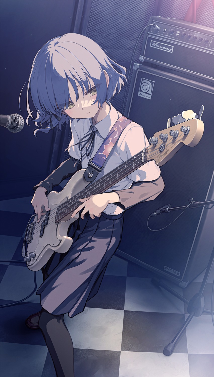 bocchi_the_rock! guitar kurobuta_gekkan seifuku yamada_ryou