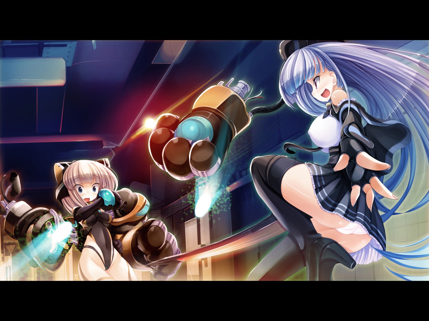 bodysuit erect_nipples pantsu sword thighhighs torisan wallpaper