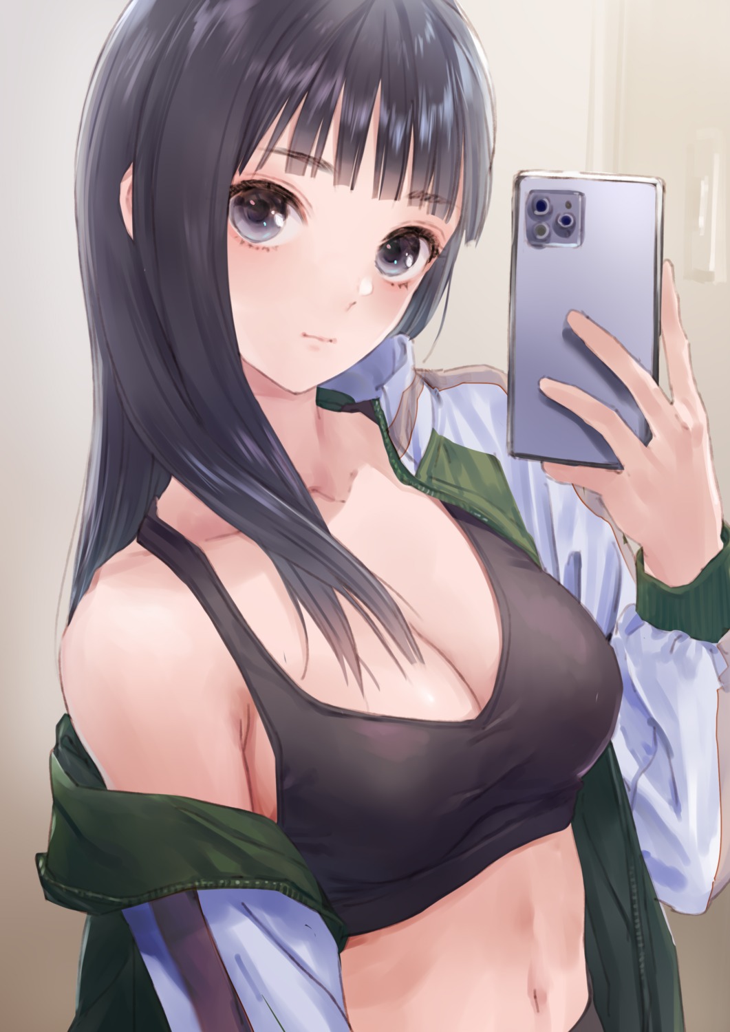 blue_reflection blue_reflection_sun bra kishida_mel koei_tecmo open_shirt selfie xiao_meiqi