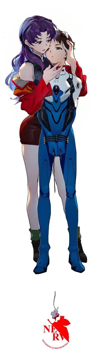 bodysuit bondage han-0v0 ikari_shinji katsuragi_misato neon_genesis_evangelion uniform