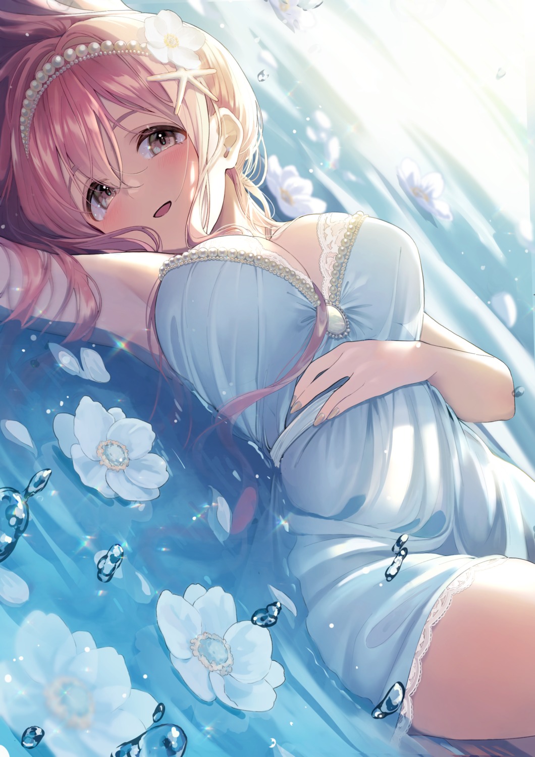 cleavage dress magako saionji_kotoka the_idolm@ster the_idolm@ster_cinderella_girls wet