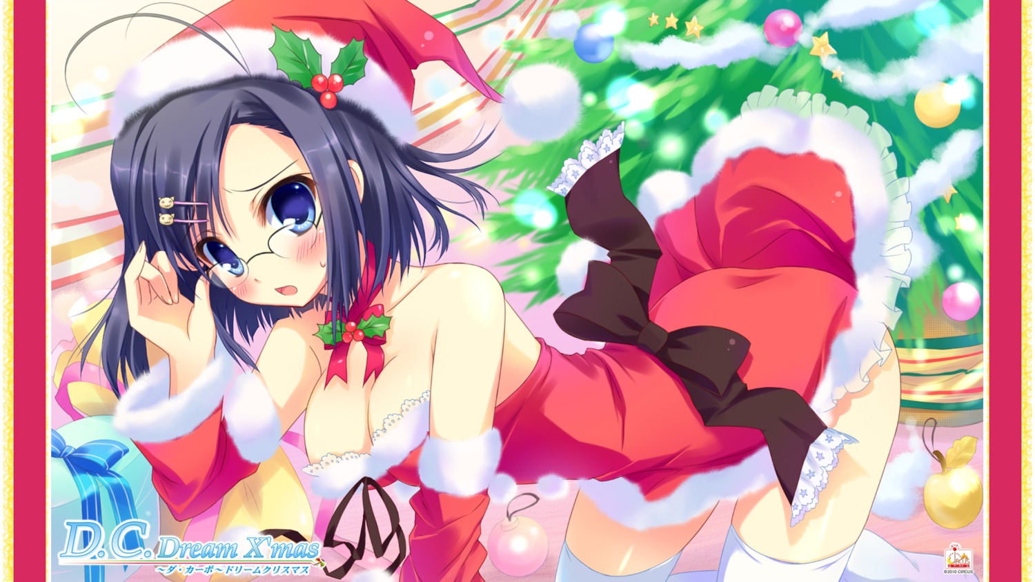 ameto_yuki christmas cleavage da_capo da_capo_(series) da_capo_dream_x'mas da_capo_ii megane sawai_maya thighhighs wallpaper