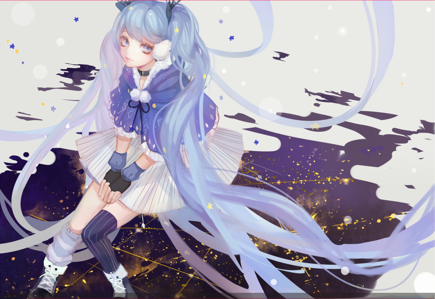 hatsune_miku thighhighs vocaloid yuki_miku ziiiing