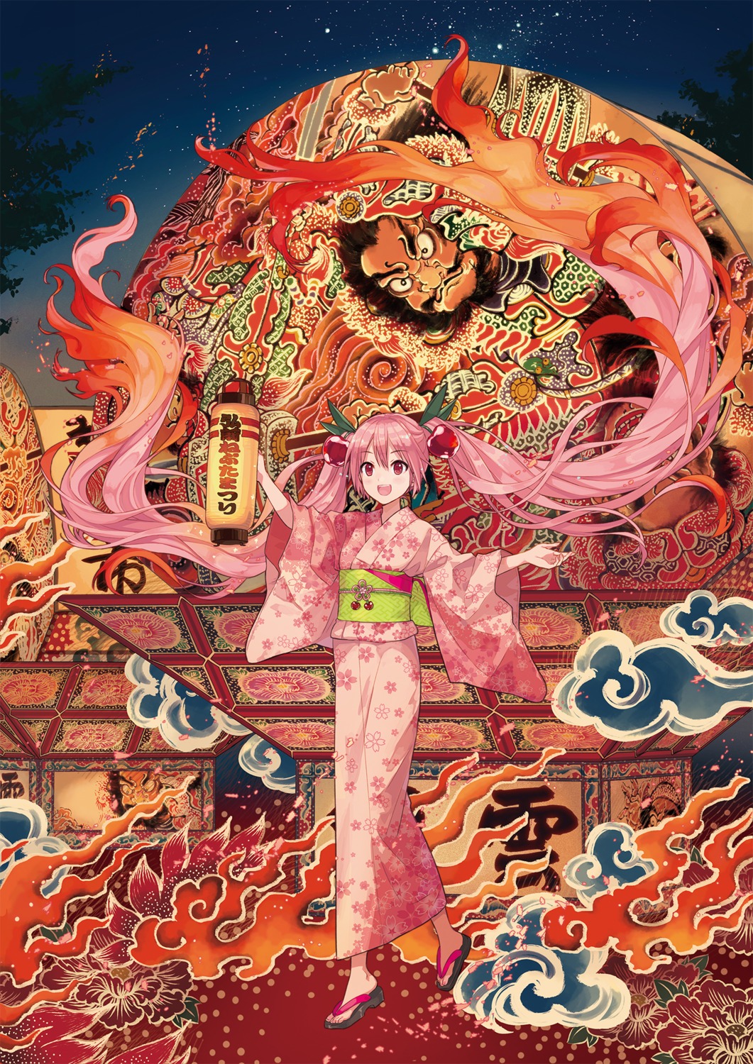 hatsune_miku ixima sakura_miku vocaloid yukata