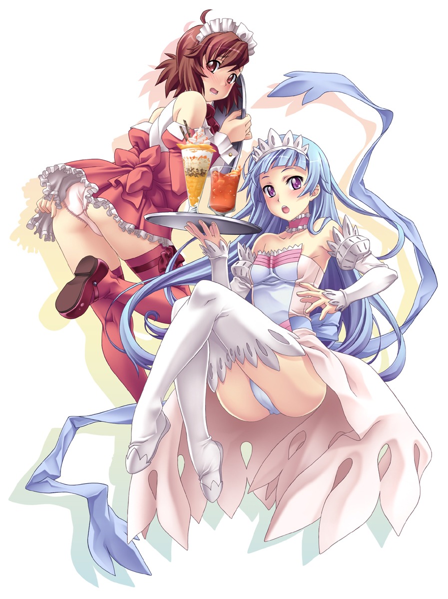 aoba_tsugumi ass chou_yoriyuki kannagi_crazy_shrine_maidens nagi pantsu thighhighs waitress