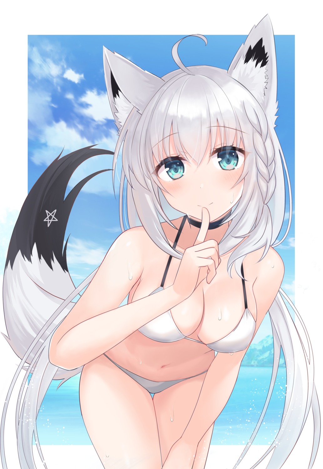 animal_ears bikini hayasaka hololive hololive_gamers kitsune shirakami_fubuki swimsuits tail wet