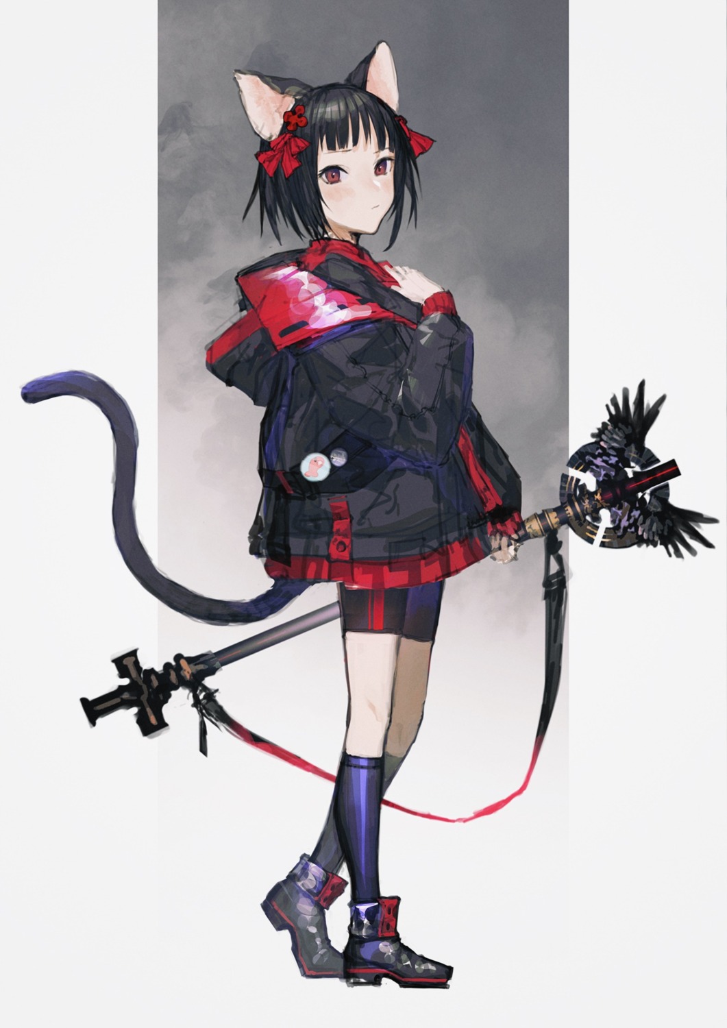 animal_ears bike_shorts nekomimi nonokuro tail weapon