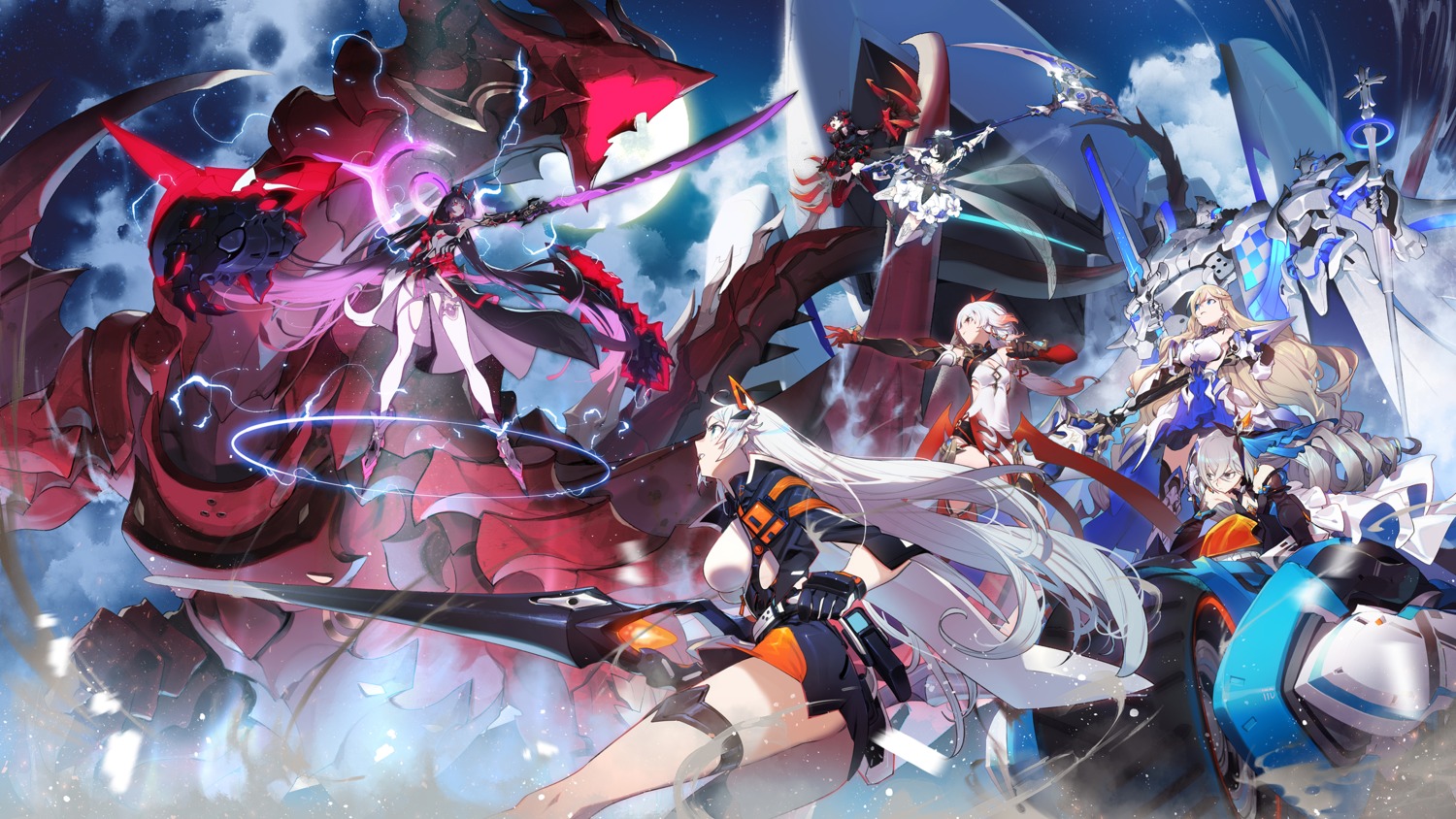 benghuai_xueyuan bronya_zaychik fu_hua garter honkai_impact kiana_kaslana mecha raiden_mei ryota-h seele_vollerei sword thighhighs weapon