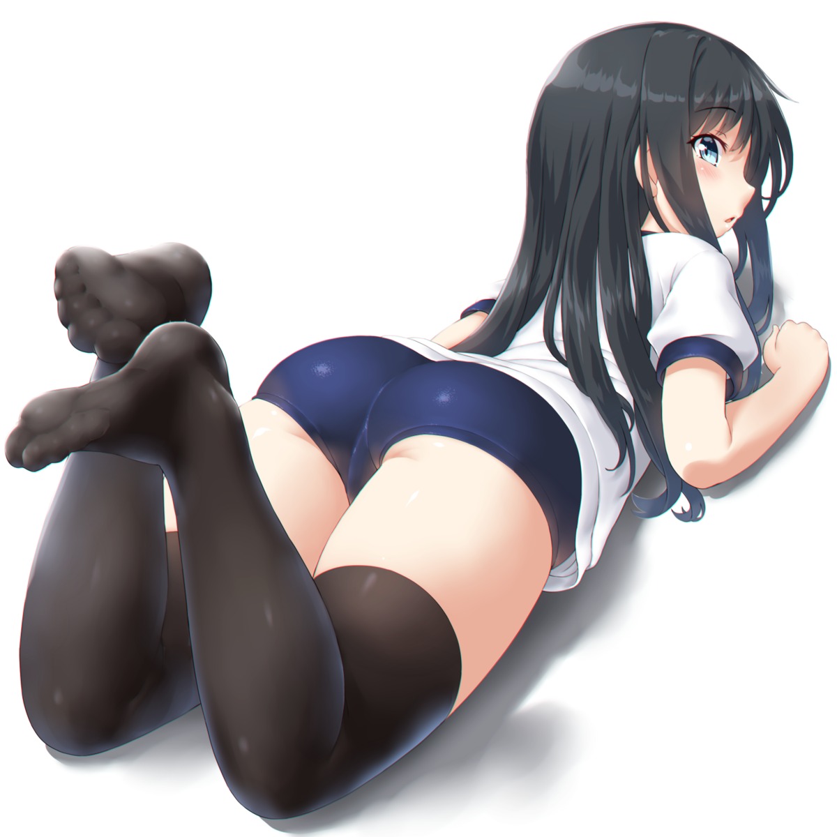 asashio_(kancolle) ass buruma dd_(ijigendd) feet gym_uniform kantai_collection loli thighhighs