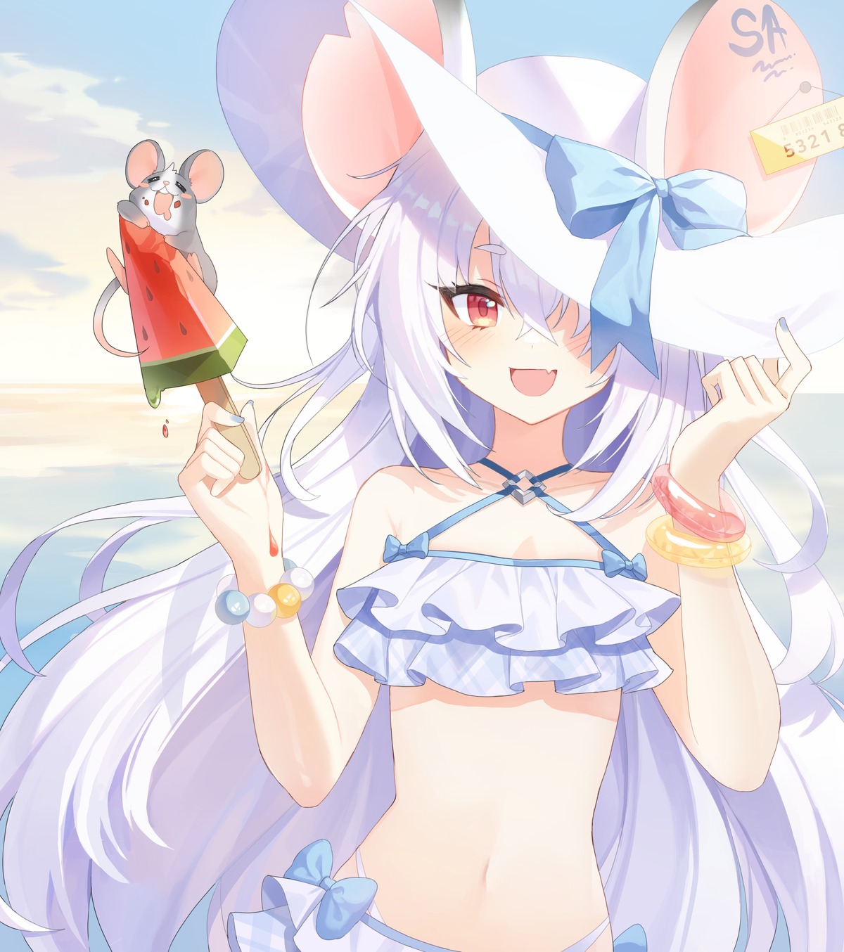 animal_ears bikini blue_archive ppeach swimsuits yakushi_saya