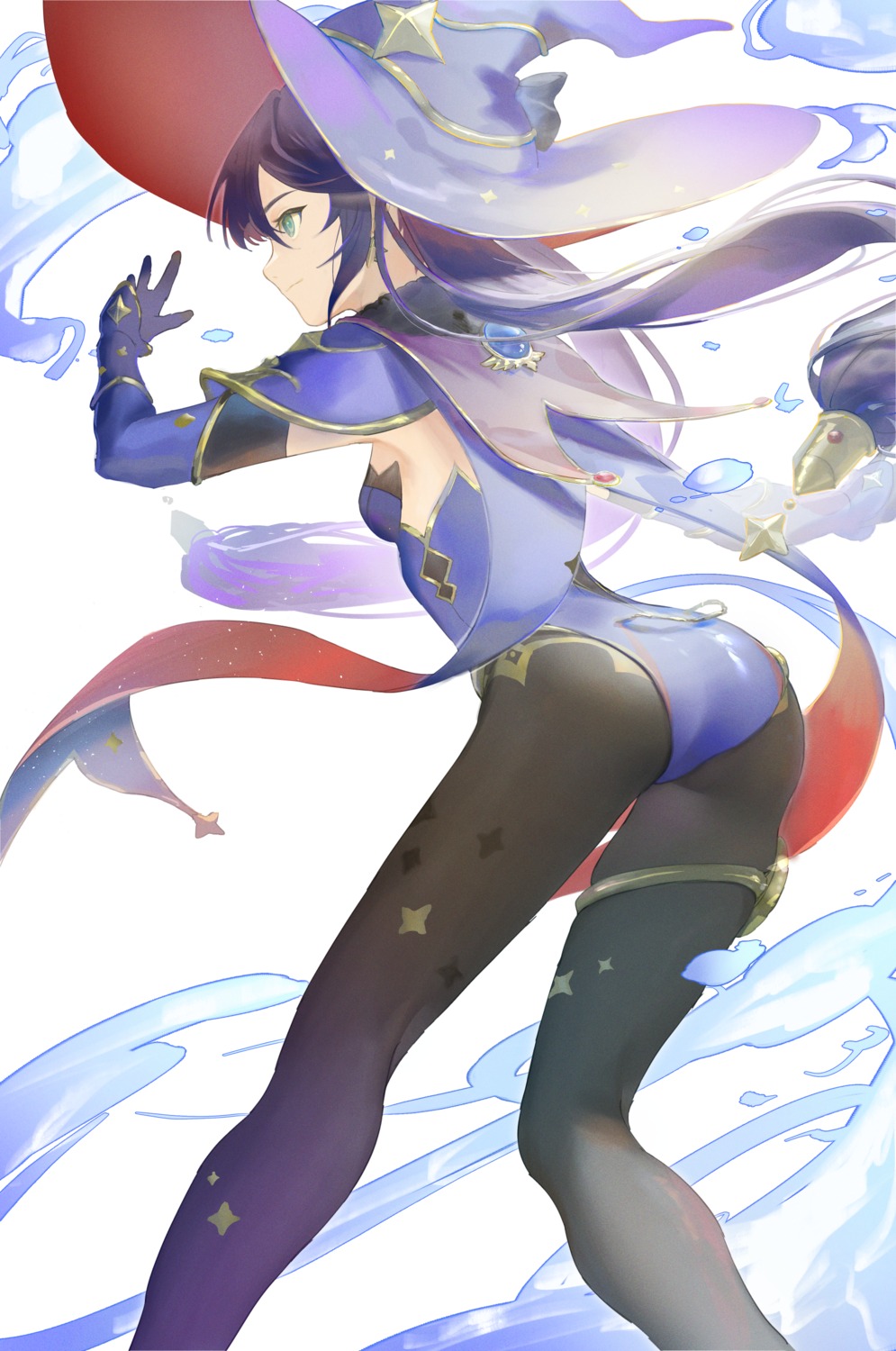 ass fujie-yz garter genshin_impact leotard mona_megistus pantyhose witch