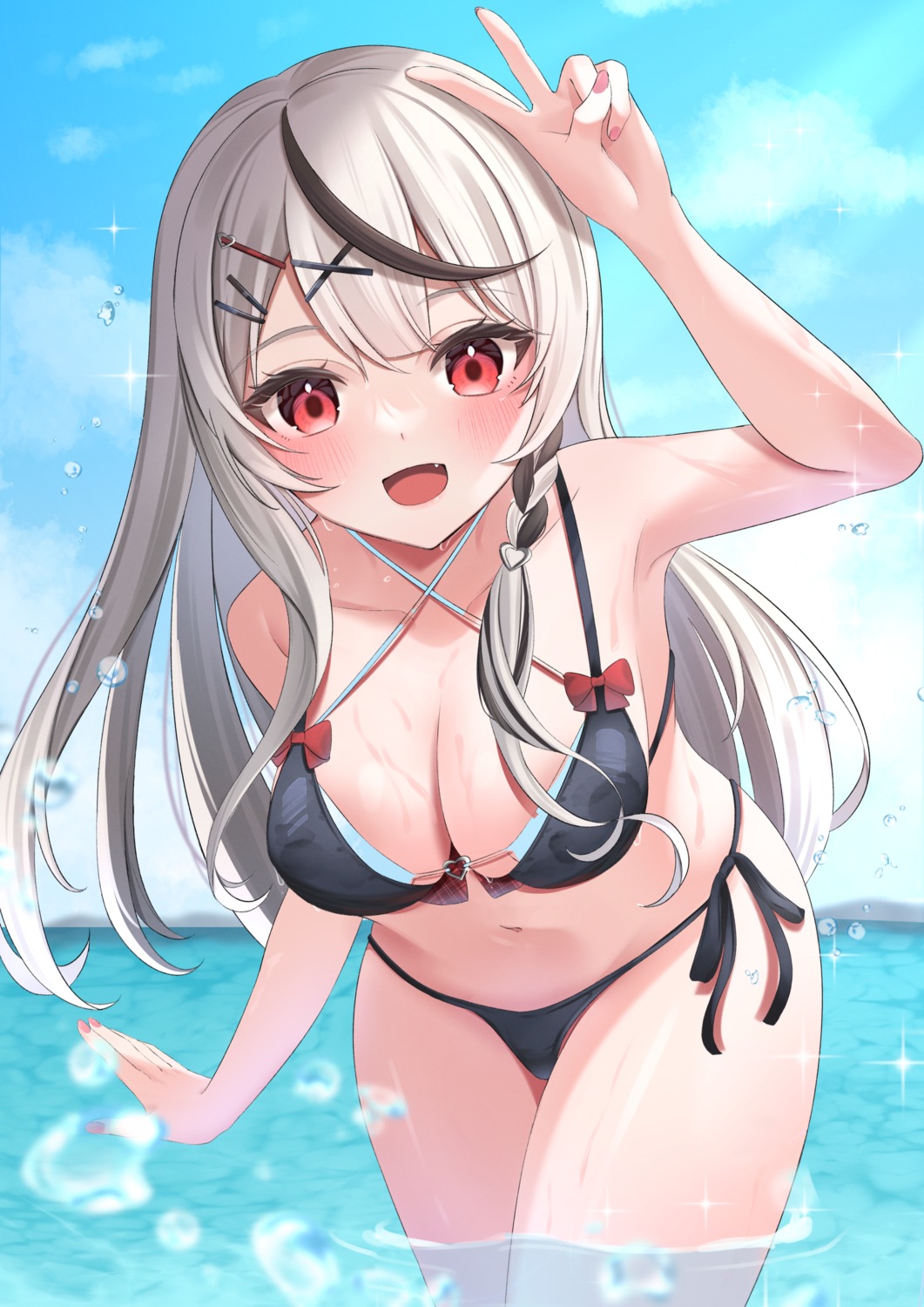 bikini hololive mikumineko sakamata_chloe swimsuits wet