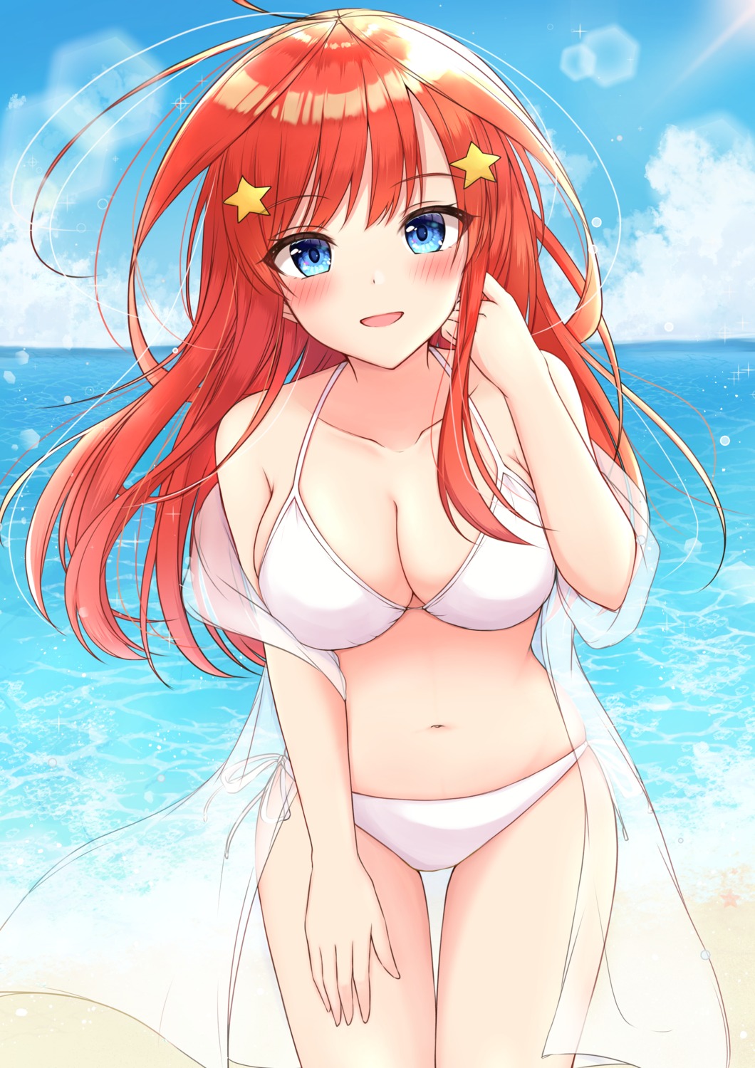 5-toubun_no_hanayome bikini nakano_itsuki open_shirt see_through swimsuits yukiunag1