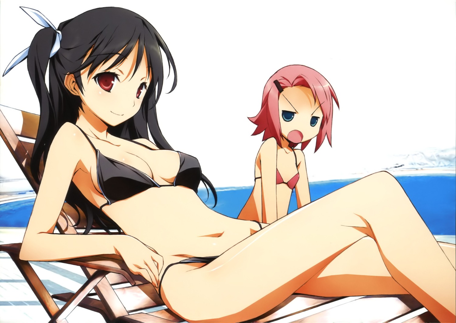 bikini bikini_top kikuchi_seiji mayo_chiki! sakamachi_kureha suzutsuki_kanade swimsuits