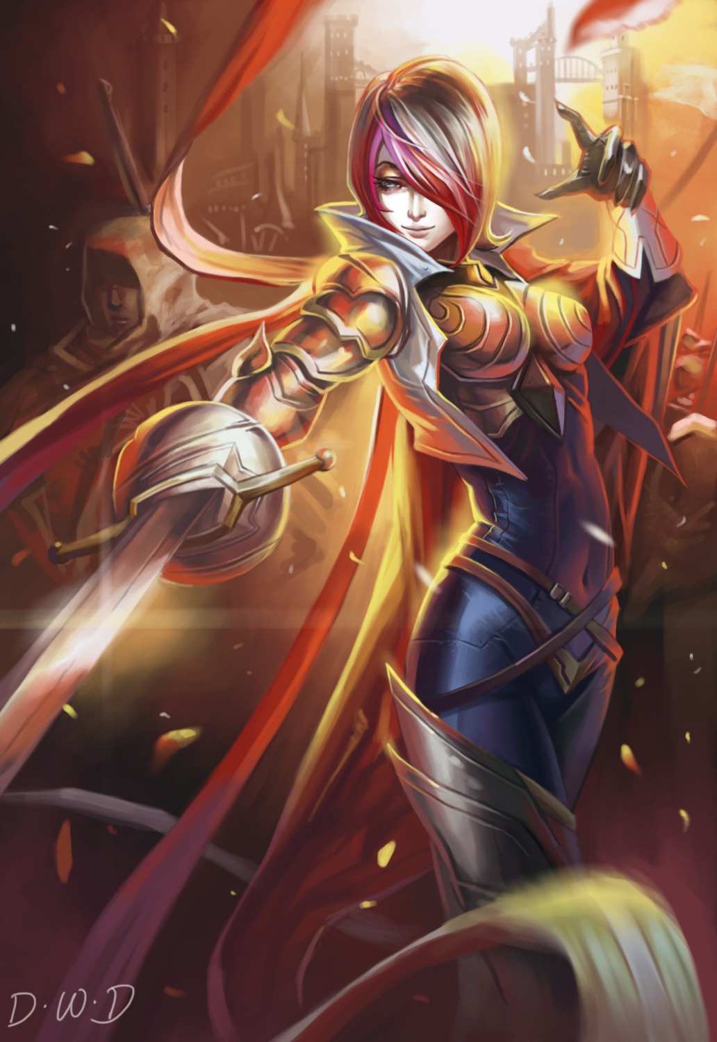 armor bodysuit dantewontdie fiora league_of_legends sword thighhighs