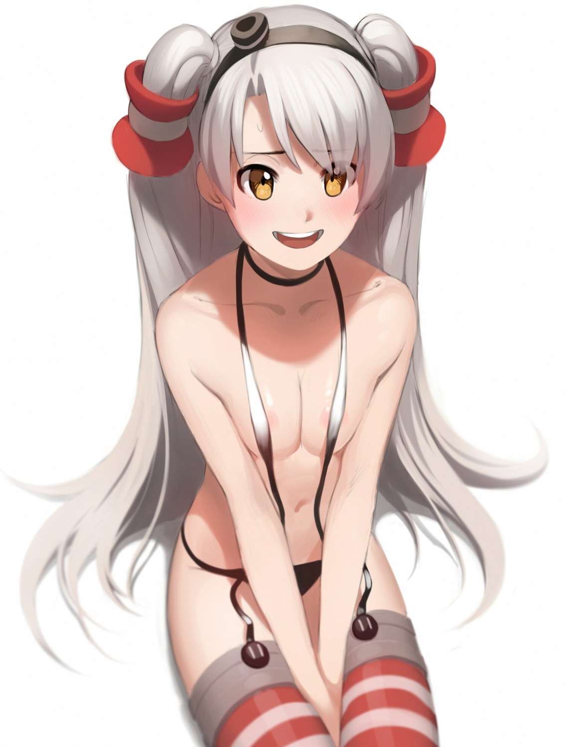 aconitea amatsukaze_(kancolle) kantai_collection pantsu stockings thighhighs topless