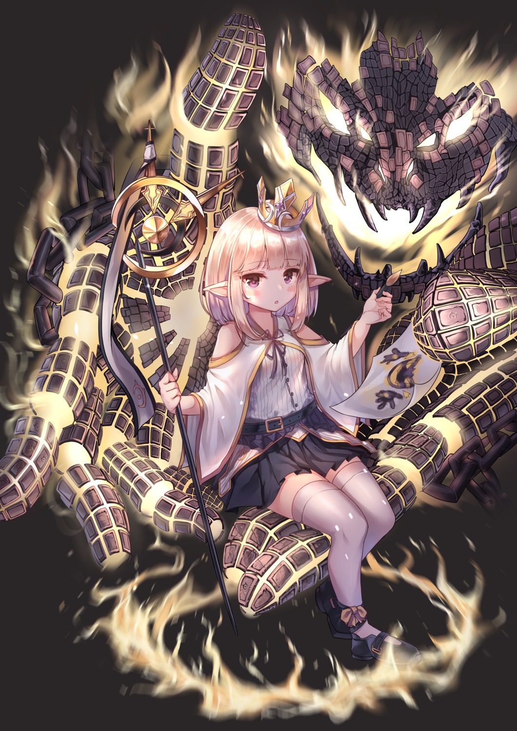 mecha_(alswp) pointy_ears thighhighs weapon