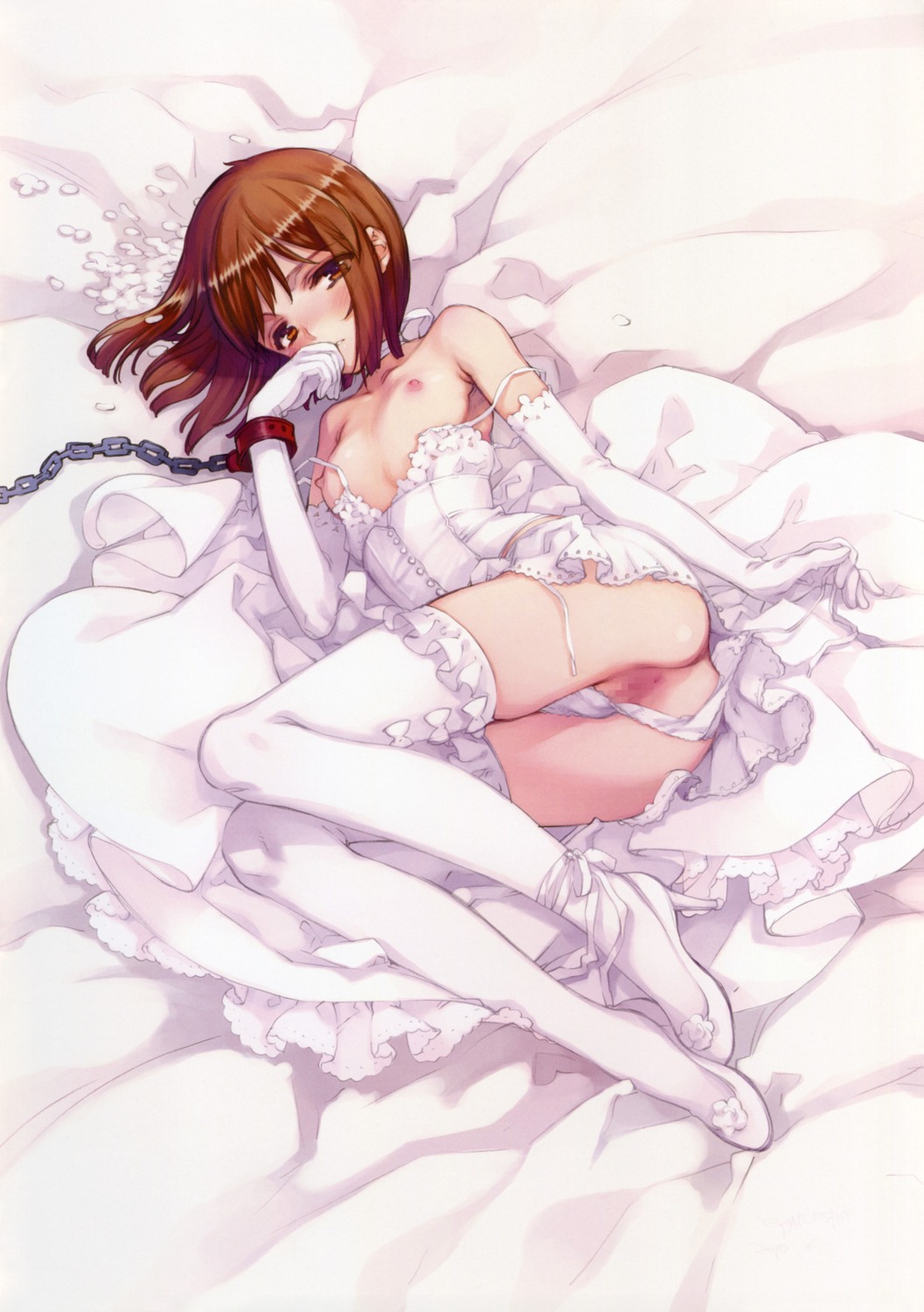 bondage censored dress hagiwara_yukiho lingerie loli nipples oyari_ashito pantsu pussy shoujo_kishidan string_panties the_idolm@ster thighhighs wedding_dress