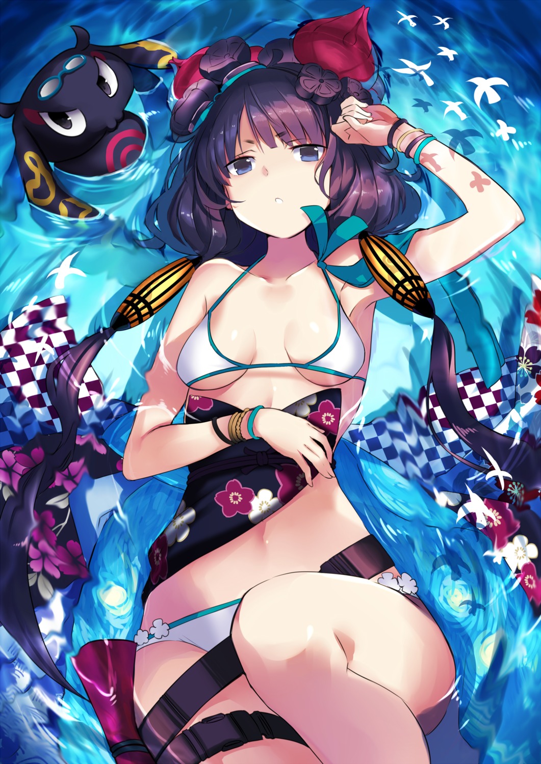 bikini fate/grand_order karlwolf katsushika_hokusai_(fate) swimsuits wet