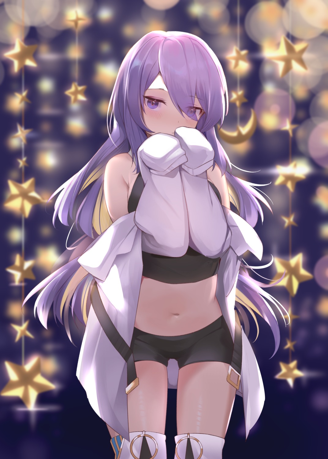 hololive hololive_indonesia kananote moona_hoshinova thighhighs