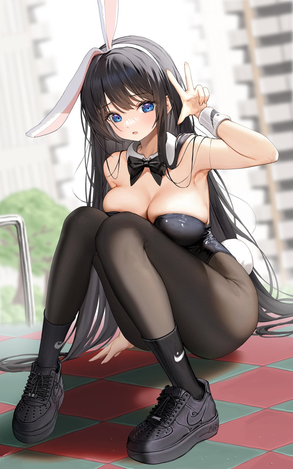 animal_ears bunny_ears bunny_girl dduck_kong no_bra pantyhose tail