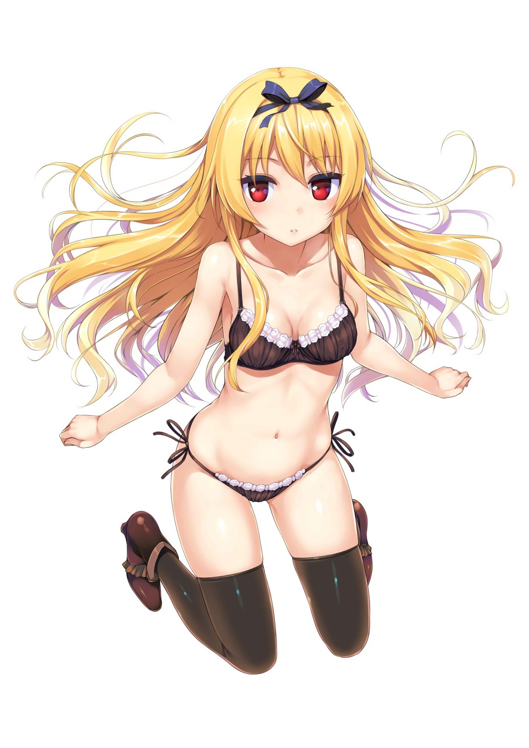 arifureta_shokugyou_de_sekai_saikyou bra heels jpeg_artifacts pantsu string_panties takayaki thighhighs yue_(arifureta)