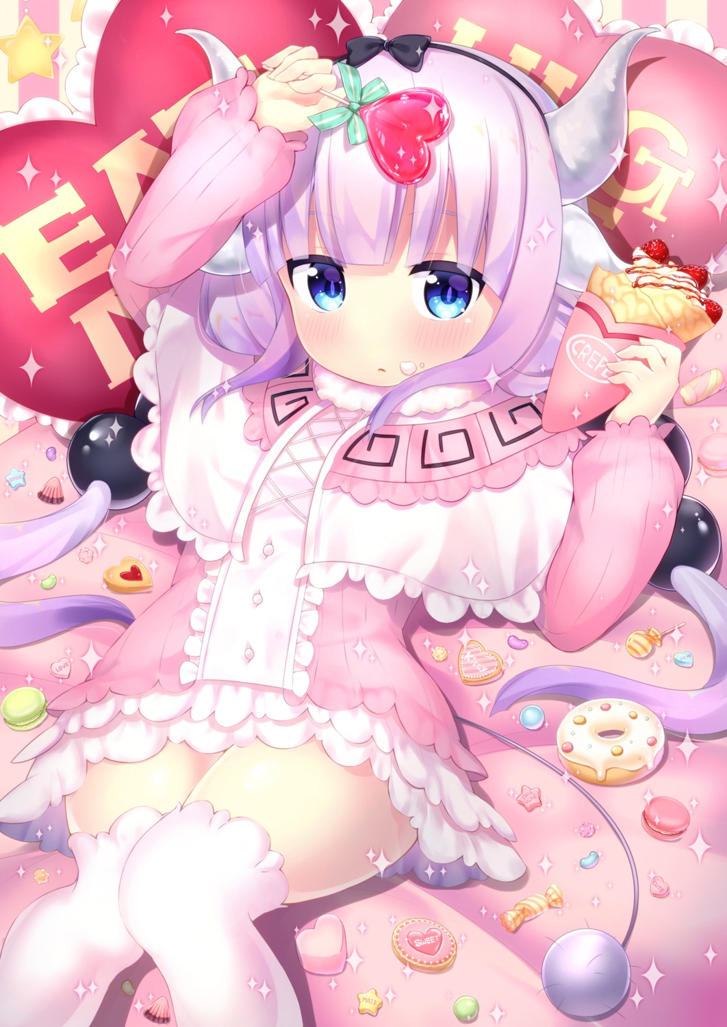 hio_(hiohio0306) horns kanna_kamui kobayashi-san_chi_no_maidragon tail thighhighs