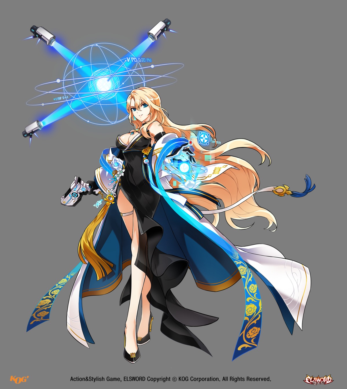 elsword rose (elsword) cleavage dress garter gun heels tagme ...